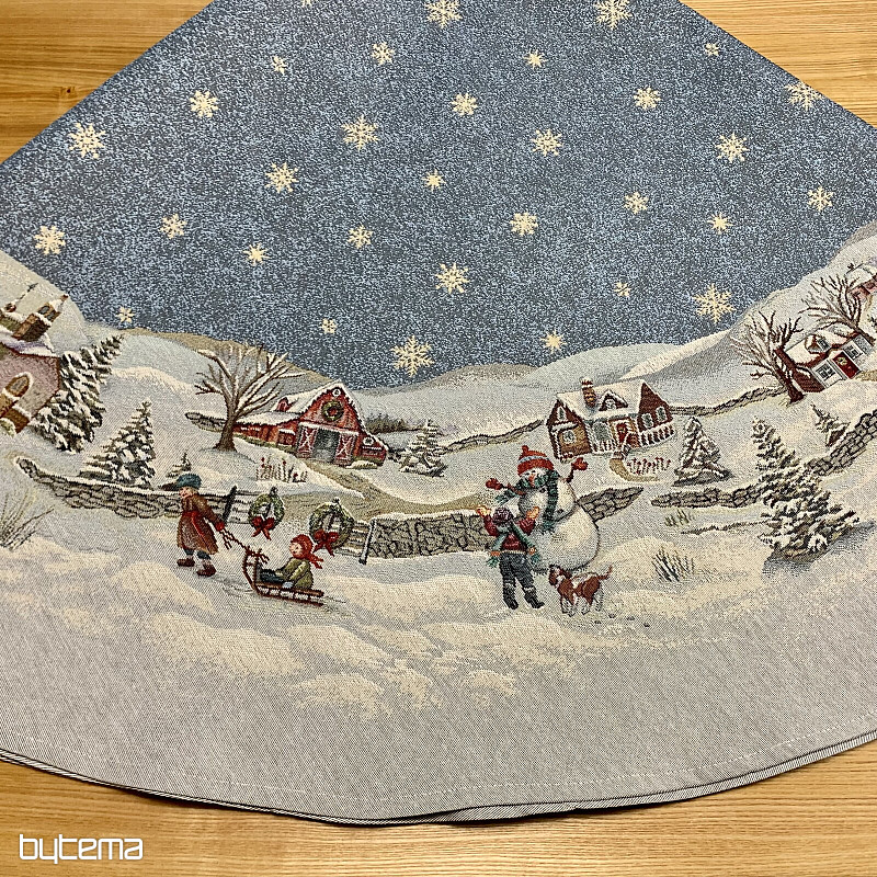 Christmas tapestry tablecloth round JOY OF CHRISTMAS