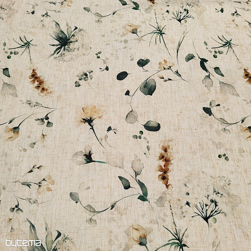 Decorative fabric LATE FLOWERS ochre