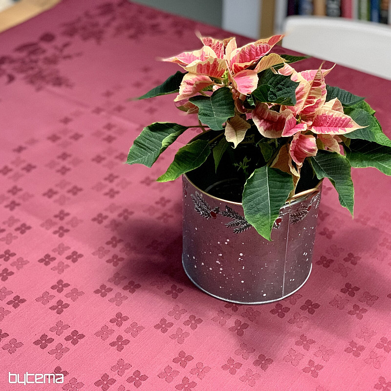 Tablecloth DAMASK flowers burgundy 120x140