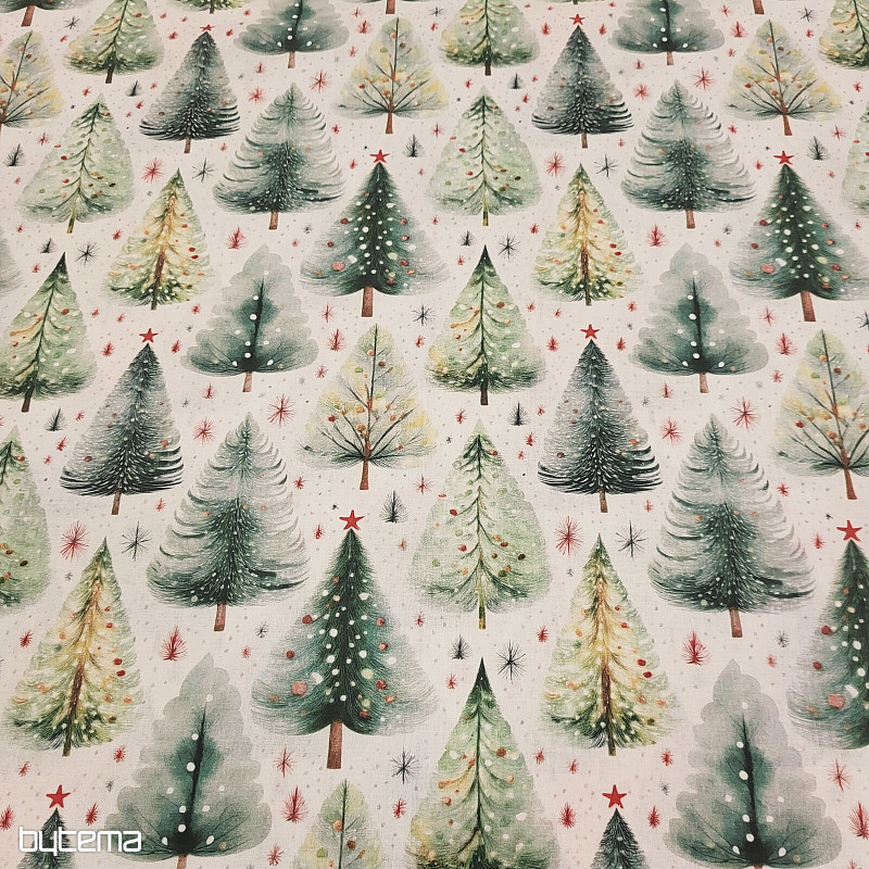Cotton fabric SNOWY FOREST