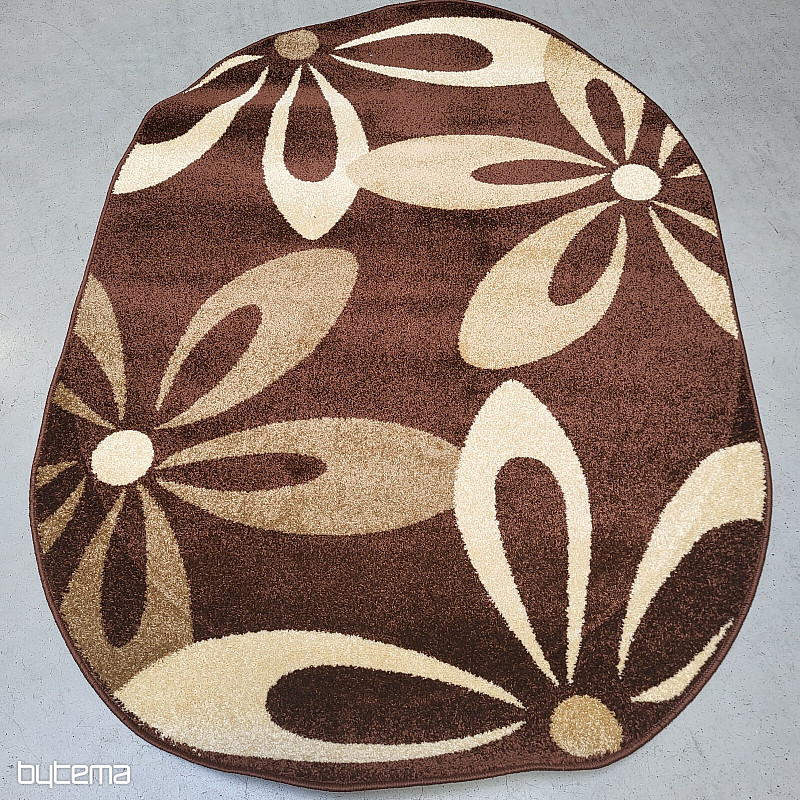 Oval rug Cocoa dark brown FLOWER