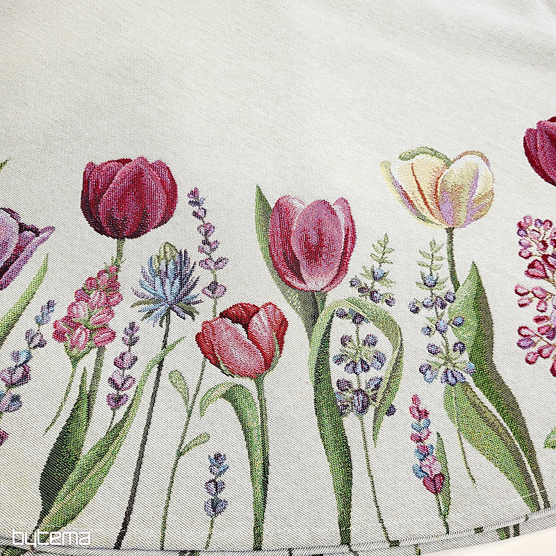 Round tapestry tablecloth TULIPS SPRING III