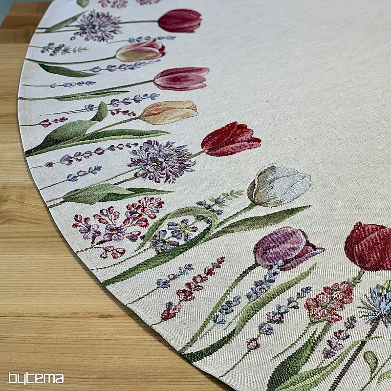 Round tapestry tablecloth TULIPS SPRING III