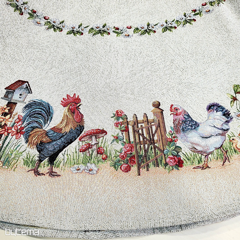 Round tapestry tablecloth ROCK BY THE FENCE