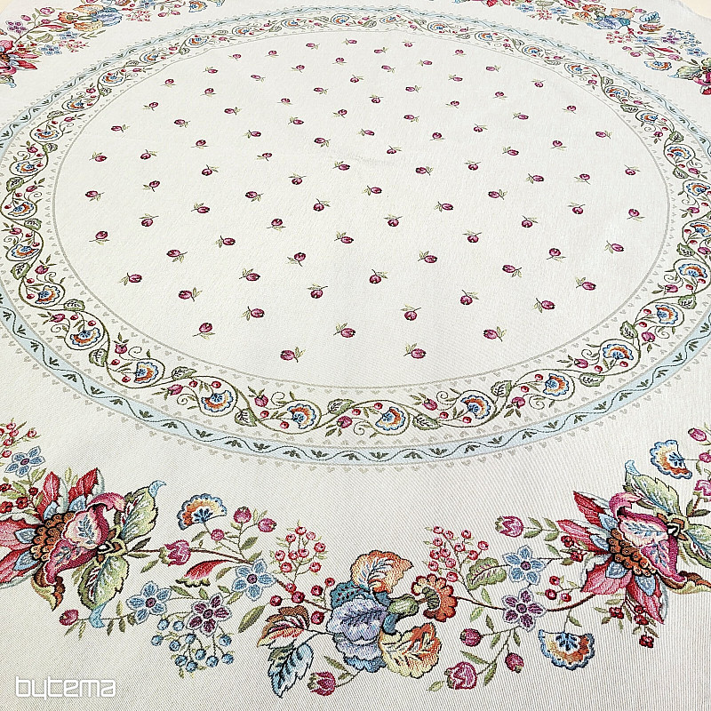 Round tapestry tablecloth PAINTED FLOWERS