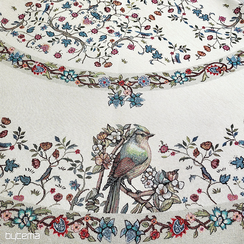 Tapestry tablecloth round BIRDS