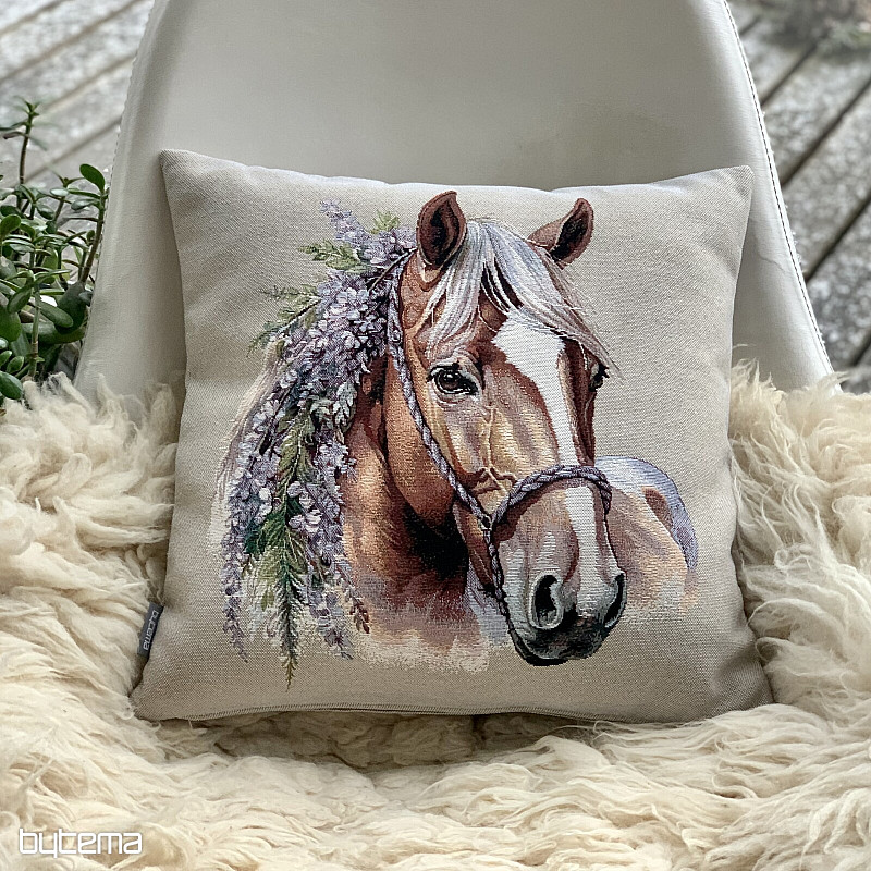 Tapestry pillowcase HORSE WITH FLOWERS