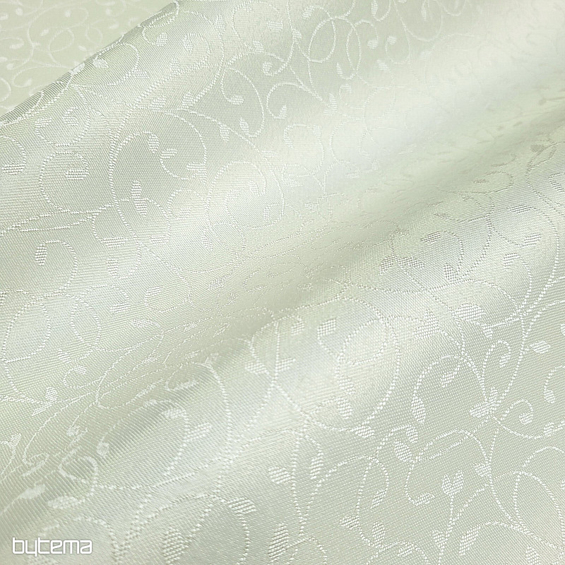 Decorative plain fabric LEAVES CREAM