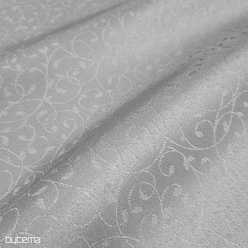 Decorative plain fabric LEAVES GREY