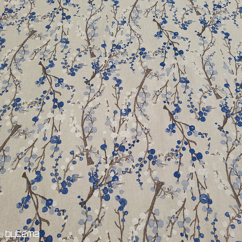 Decorative fabric TREE BUBBLES BLUE