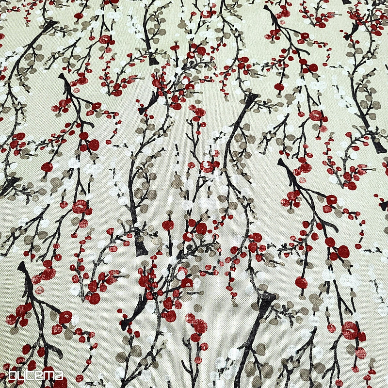 Decorative fabric TREE BUBBLES RED