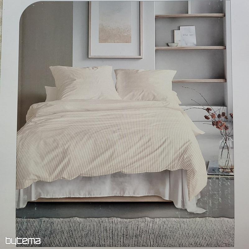 IRISETTE luxury cotton satin BEIGE WHITE CHECK