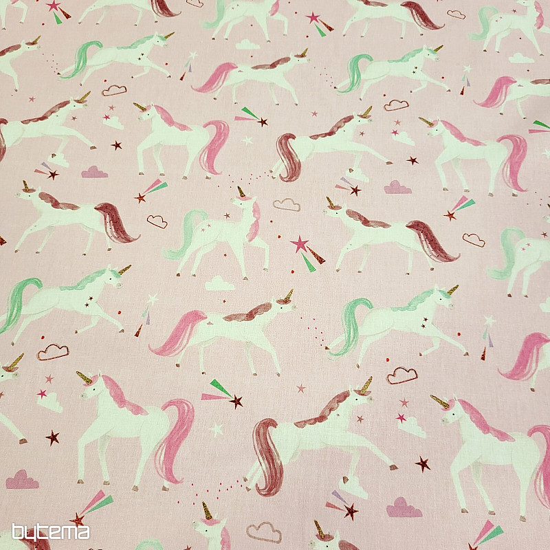 Cotton fabric COLORFUL UNICORNS
