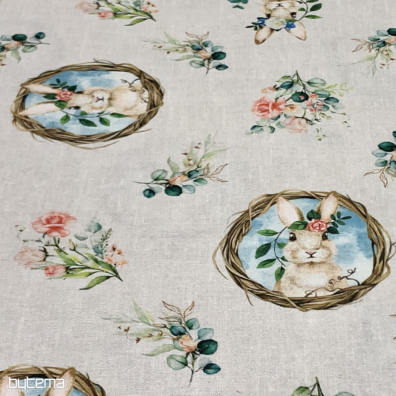 Decorative fabric EASTER BUNNY with rose