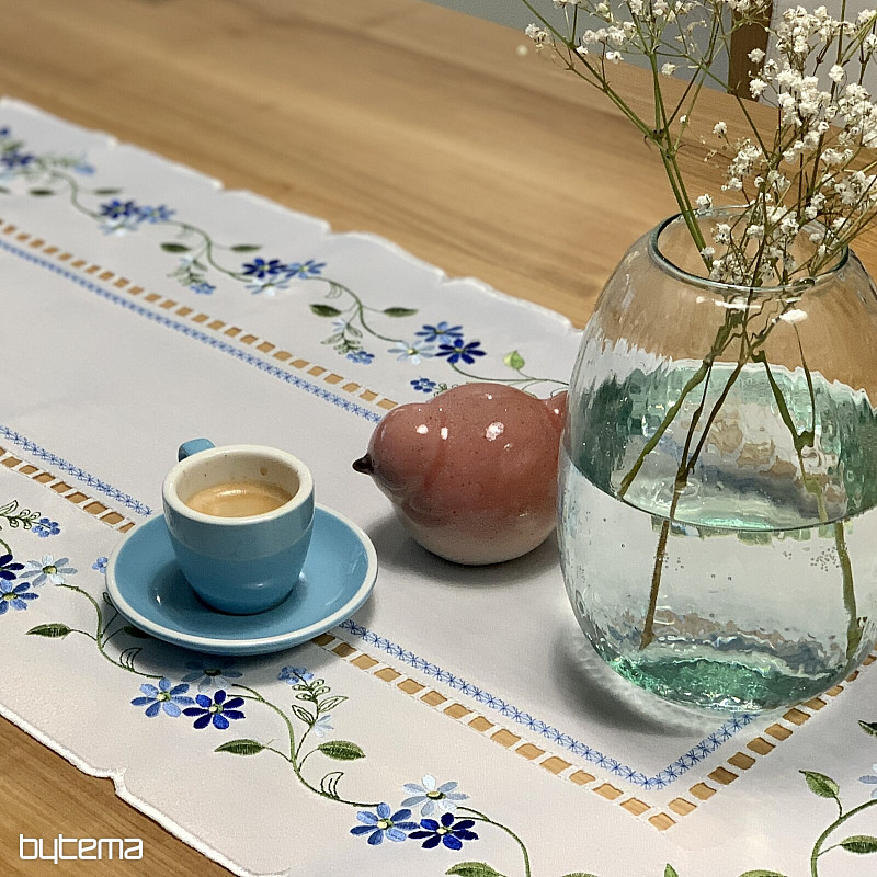 Embroidered tablecloth and scarf FORGOTTEN FLOWERS