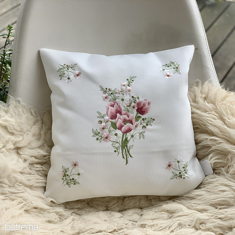 Embroidered decorative cover BOUQUET WITH TULIPS