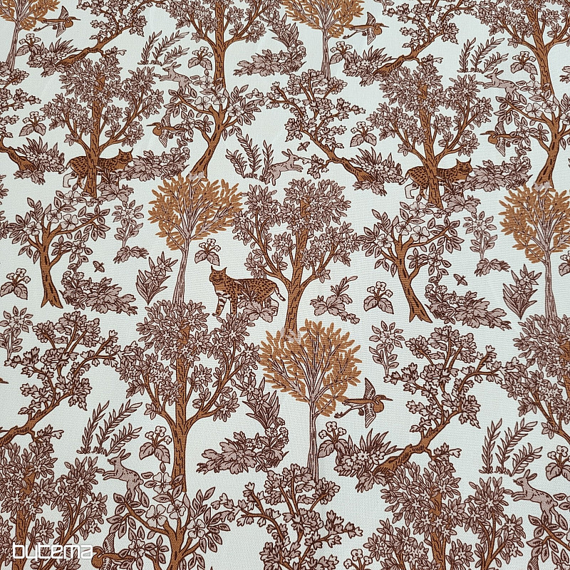 Cotton fabric CHEPART AND TREES