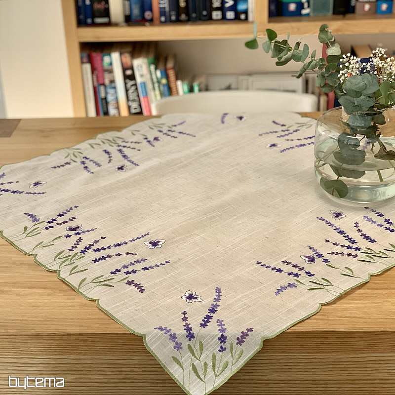 Embroidered tablecloth and scarf LAVENDER