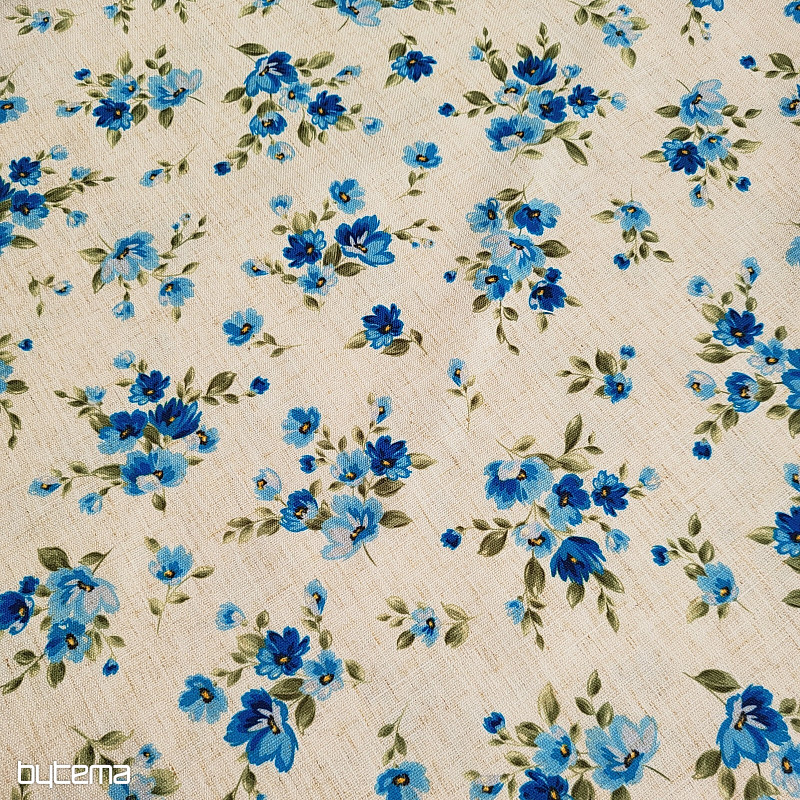 Decorative fabric FLOWERS LINO blue