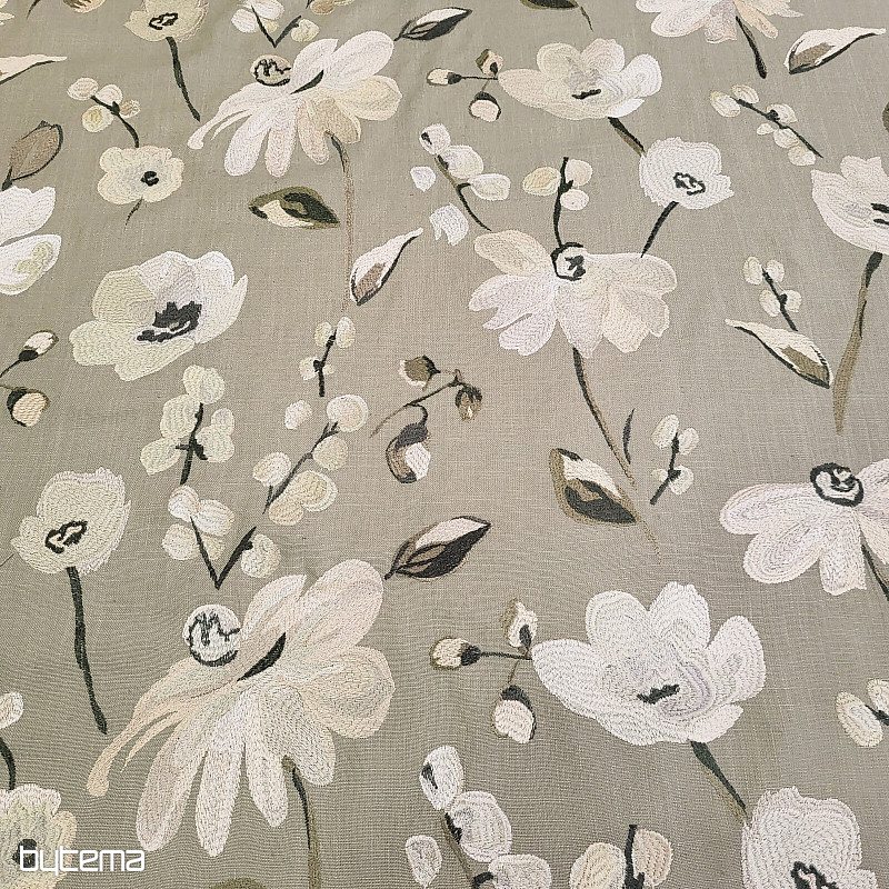Decorative fabric RICAMATO EMBROIDERY with linen