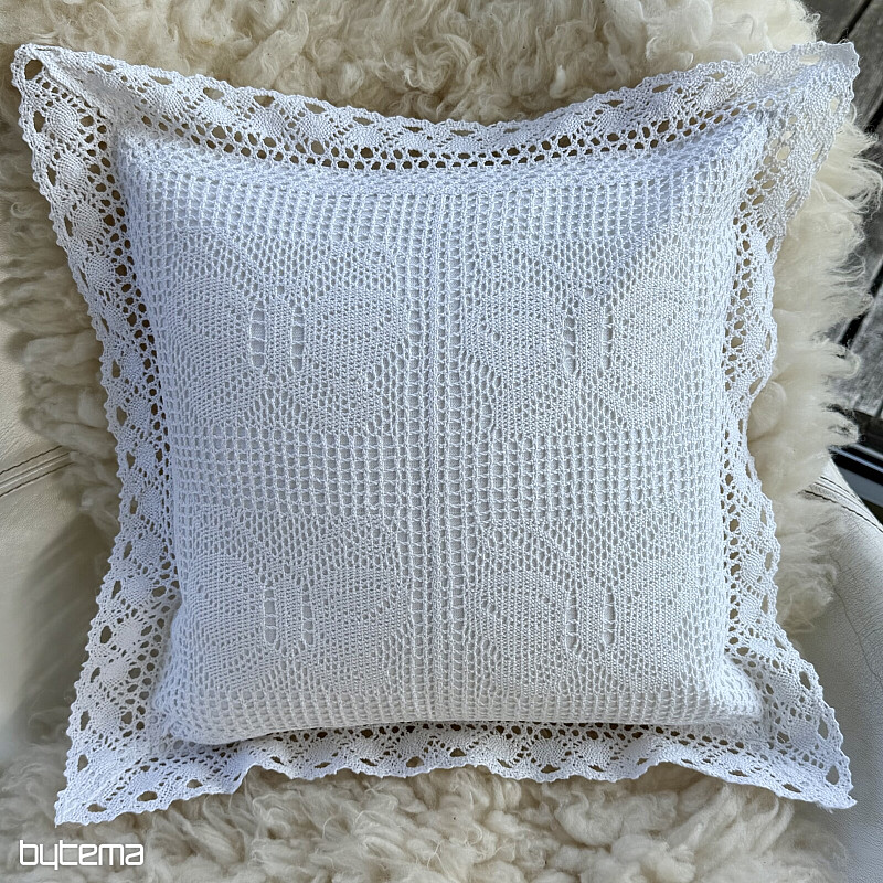 Decorative pillowcase LACE BUTTERFLY white