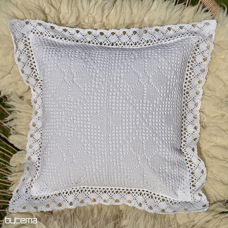 Decorative pillowcase LACE FLOWERS white