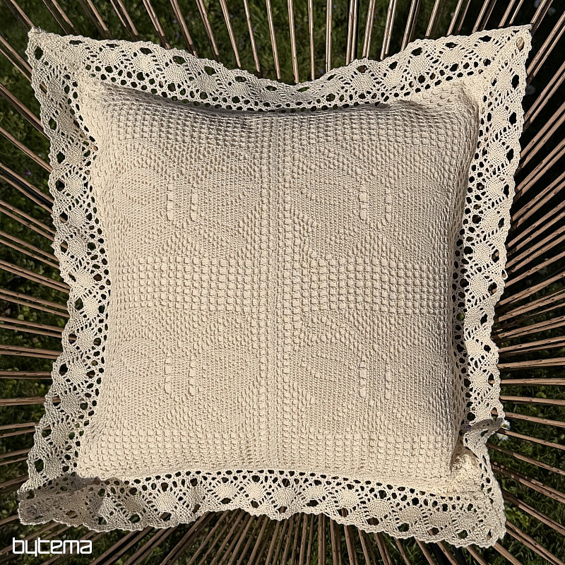 Decorative pillowcase LACE BUTTERFLY beige