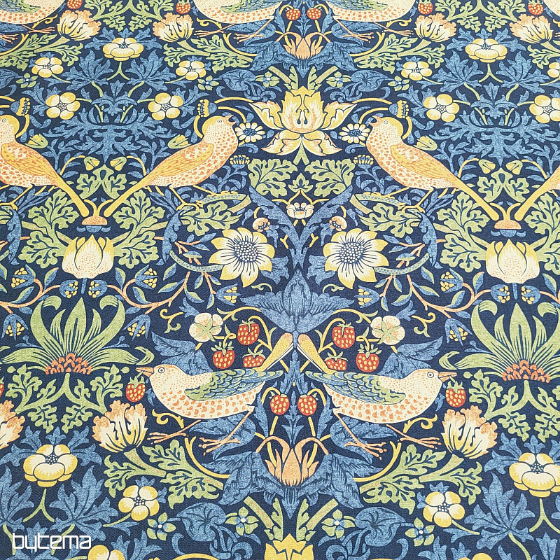 Decorative fabric BIRDS AND STRAWBERRIES