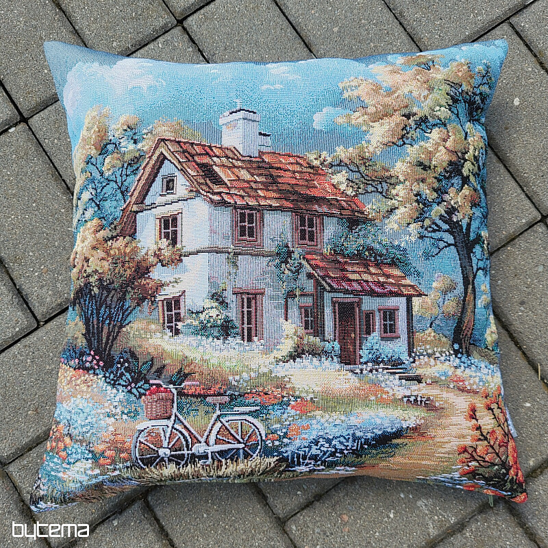 Tapestry pillowcase HOUSE AND BIKE
