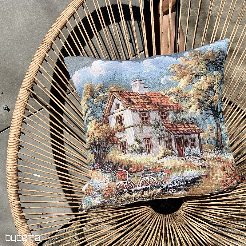 Tapestry pillowcase HOUSE AND BIKE