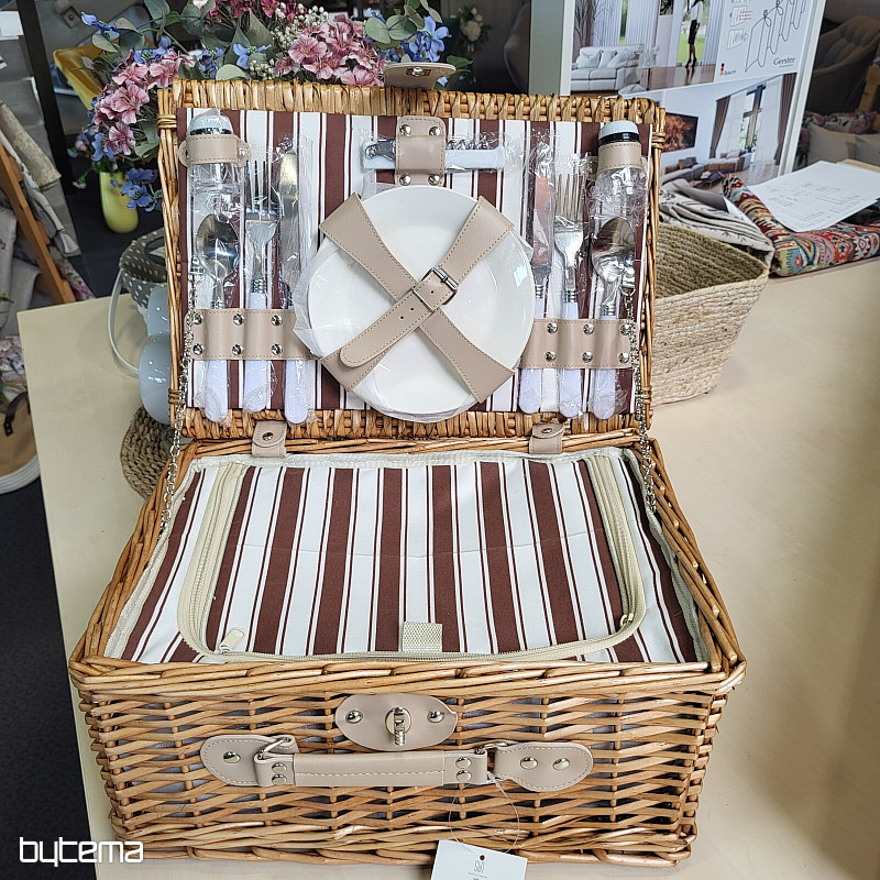 Picnic basket GARDEN brown stripe - brown for 2 people