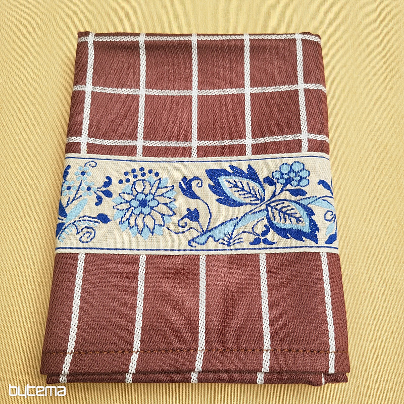 GRANDMOTHER'S BROWN TOWELS WITH BLUE FLOWERS