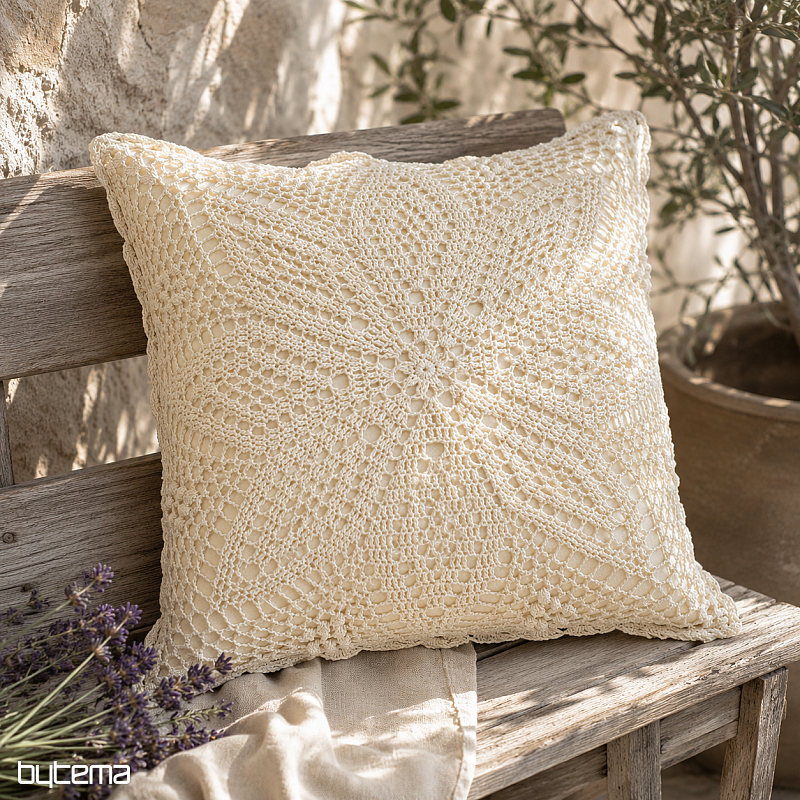 Lace decorative cover FLOWER beige