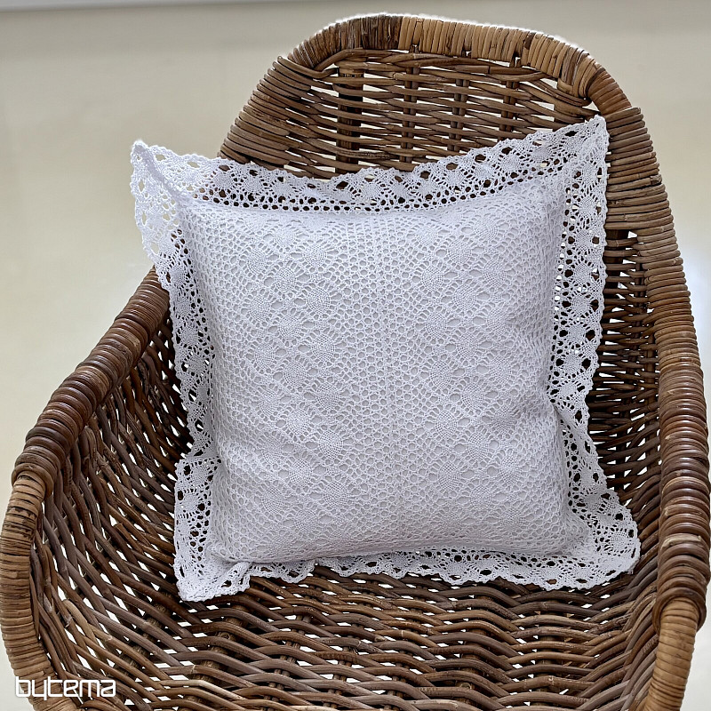 Lace decorative cover FLOWERS small white