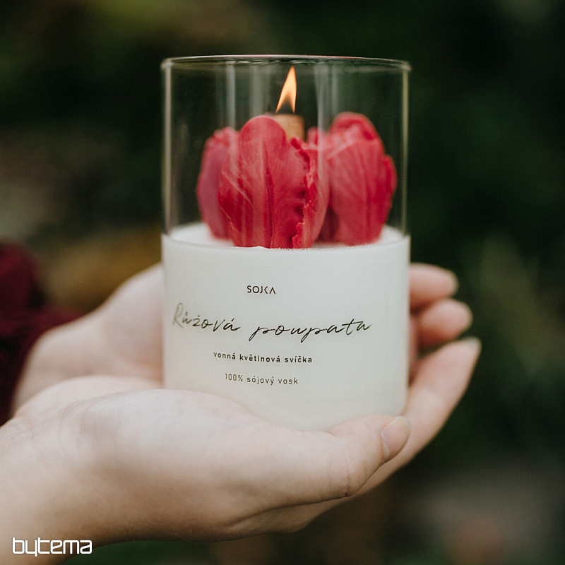 ROSE BUDS scented floral candle with lid
