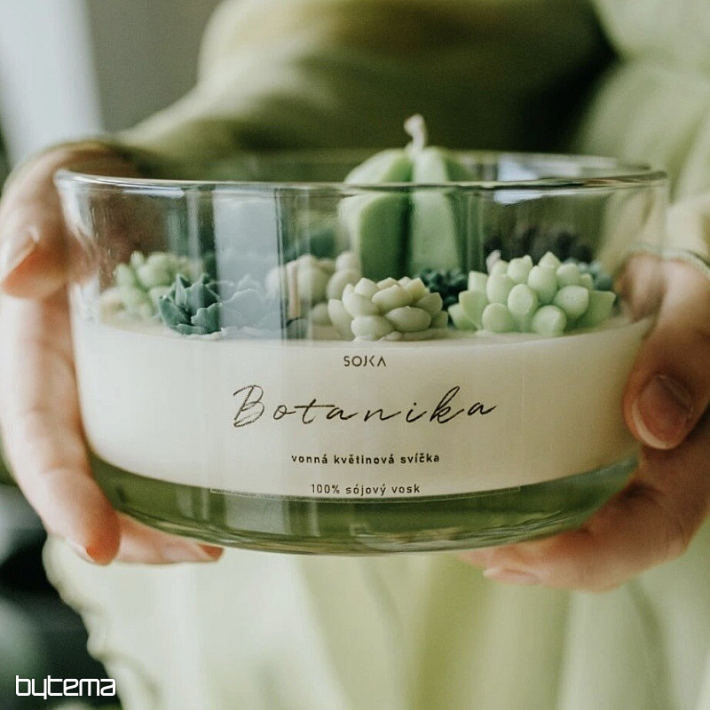 BOTANIKA scented flower candle with cacti