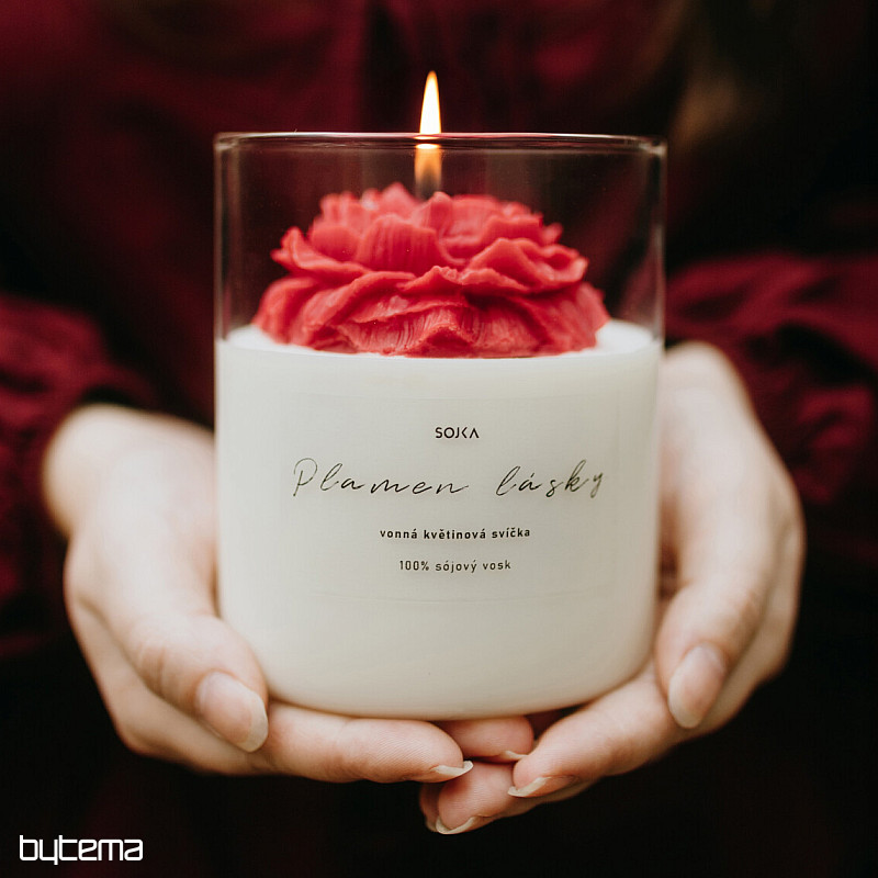 FLAME OF LOVE scented flower candle with lid
