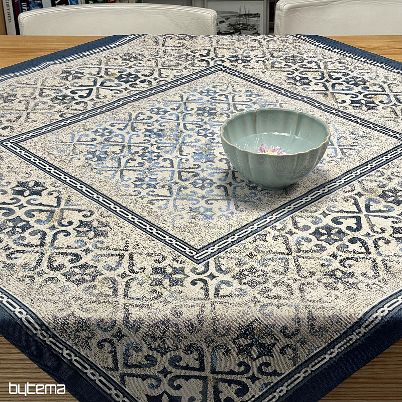 Tapestry tablecloth and scarf BLUE ORNAMENT