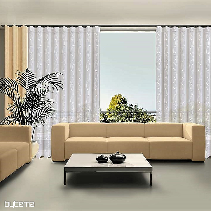 Voile curtain with cream embroidery Gerster 11115/23