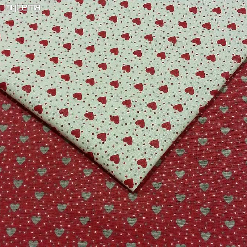 Cotton fabric MINI HEART red combination 04