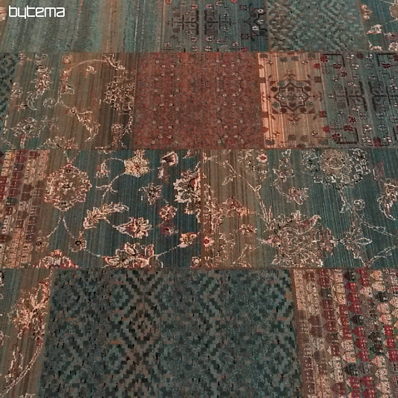 Luxurious woolen carpet ROYAL PATCHWORK green