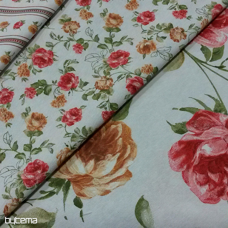 Decorative fabric ESTER roses red combination