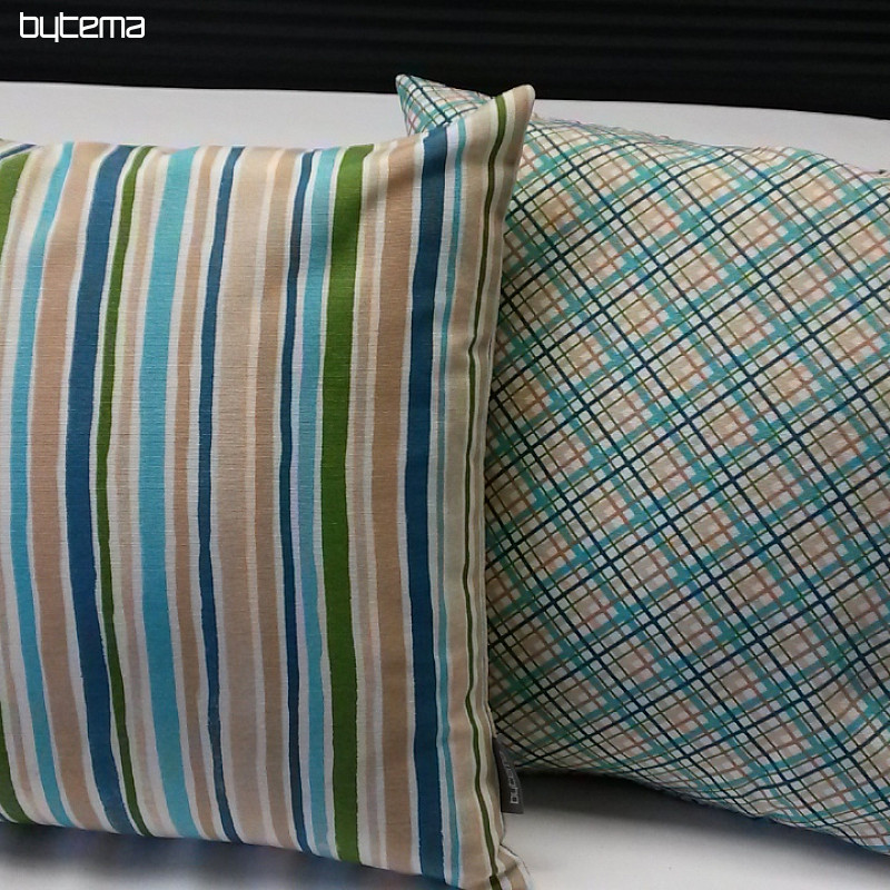 Decorative cushion cover EUGEN STRIP turquoise-brown
