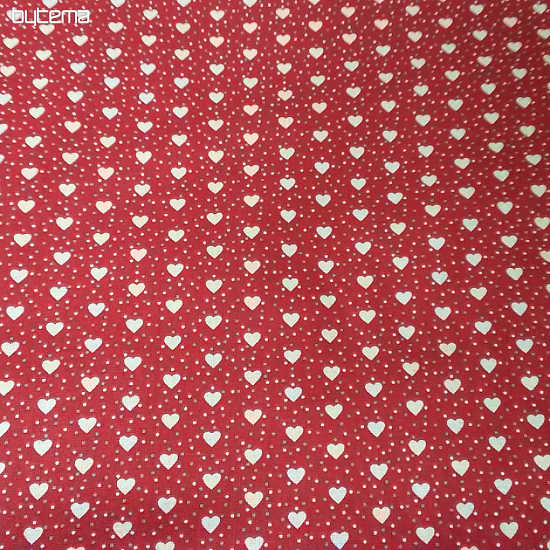 Cotton fabric red MINI HEART