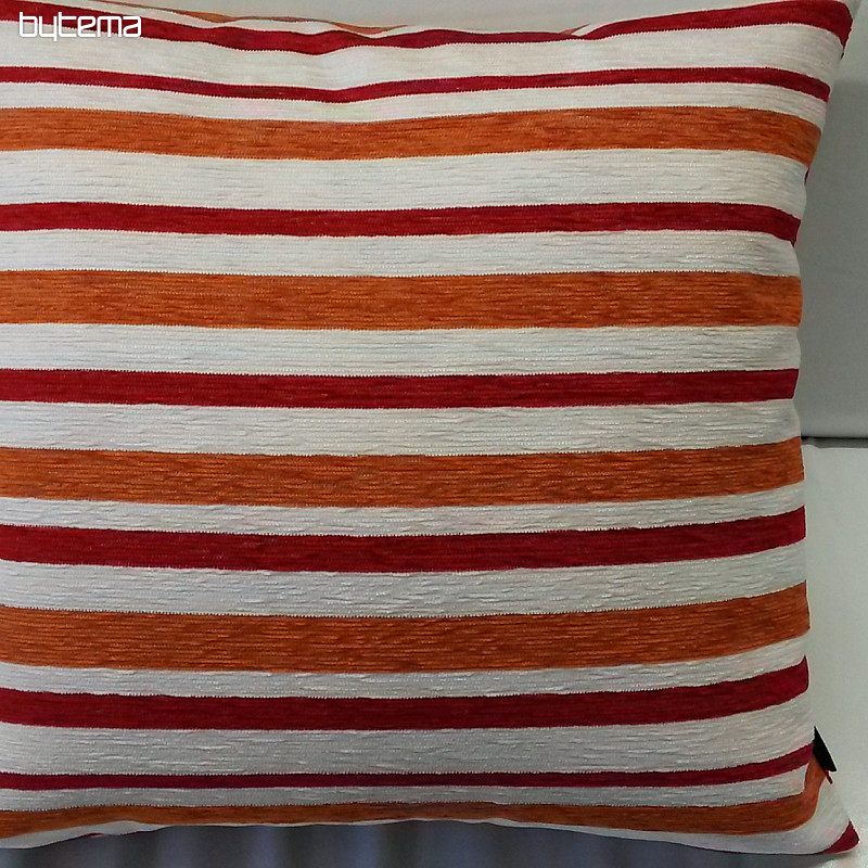 Decorative cushion cover PEKING stripes red-orange