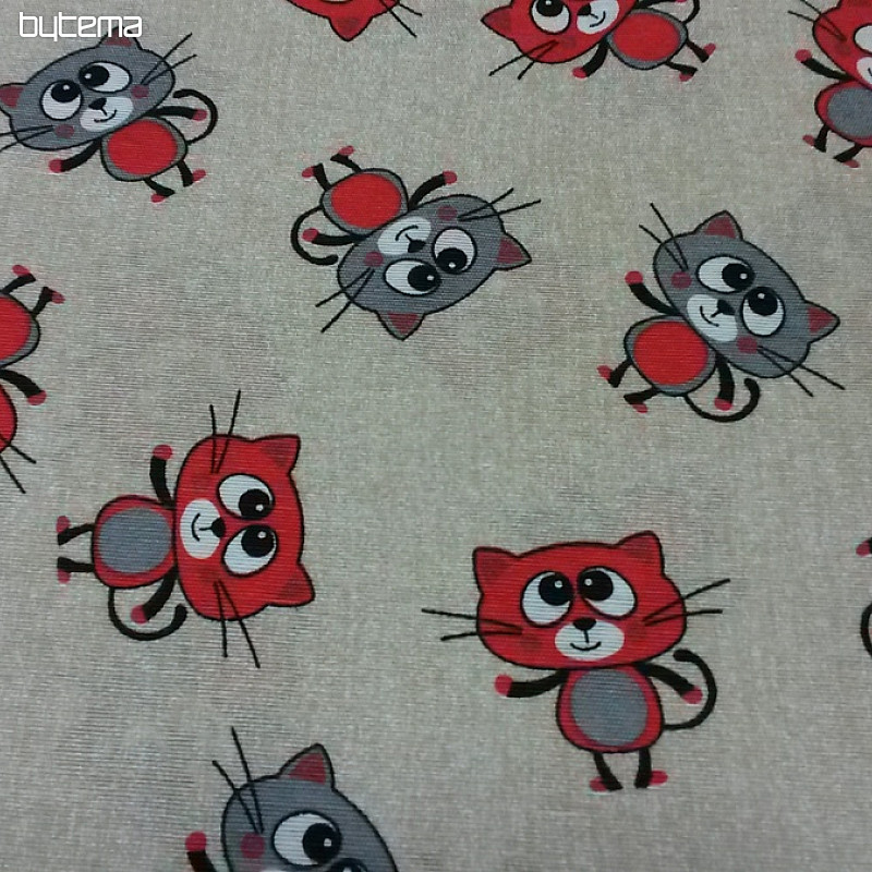 Decorative fabric CATS RED
