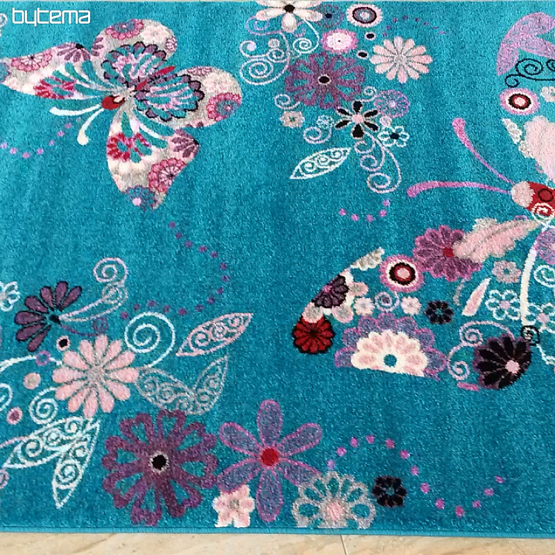 Childrens carpet BELLA Butterflies turquoise