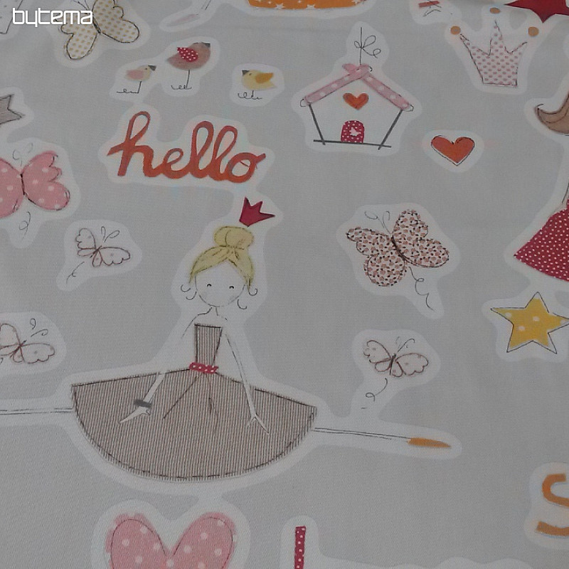 Children decorative fabric TVIST PRINCESS orange