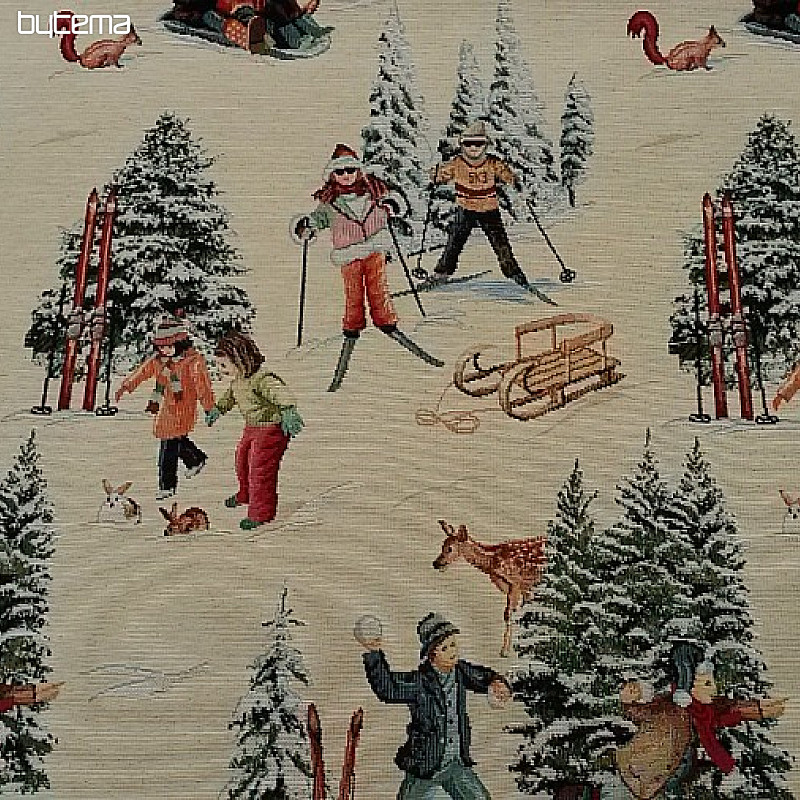 Tapestry tablecloth, scarf SKIERS