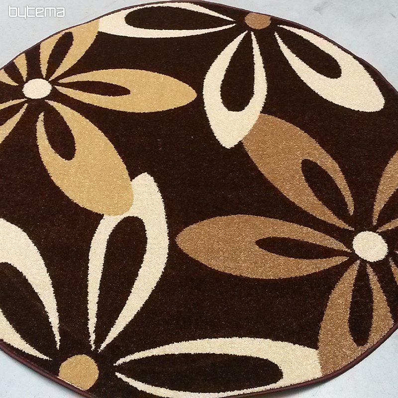 Round carpet KARMEL flower brown